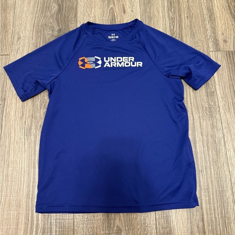 Under Armour Boys Blue Logo T Shirt Size YS